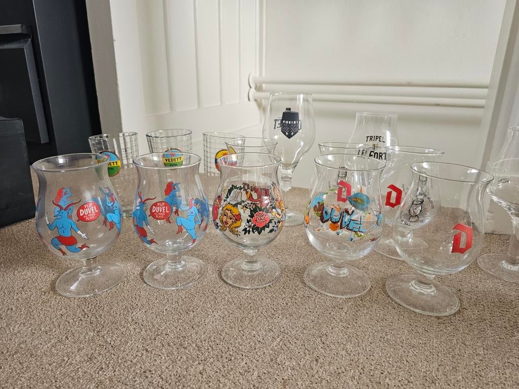Diverse bierglazen collectie - Duvel, Tripel Karmeliet,, Ophalen of Verzenden