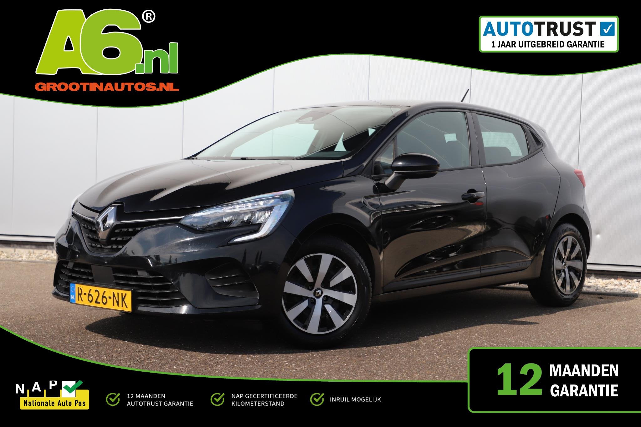 Renault Clio 1.0 TCe 90 Equilibre Navigatie Carplay Android, Auto's, Voorwielaandrijving, Gebruikt, 580 kg, Met garantie (alle)