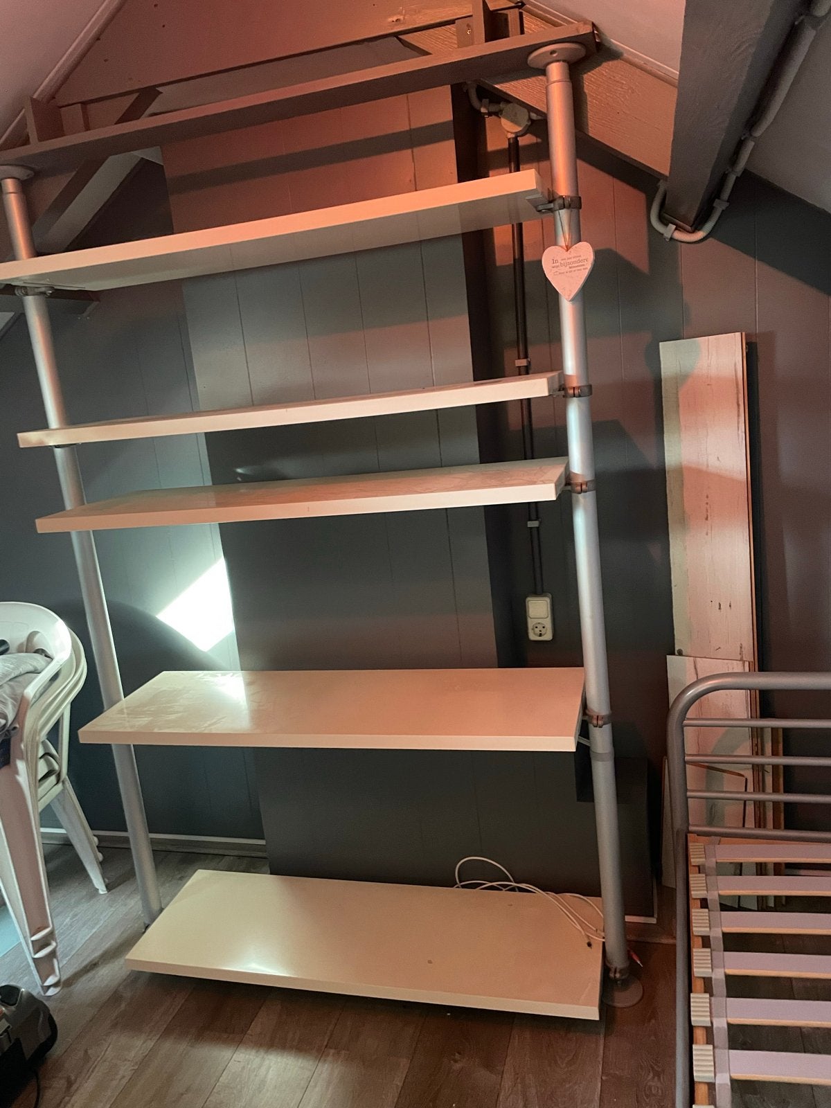 IKEA Boekenkast met 5 planken - Zilver/Licht hout, Ophalen, Met plank(en), Gebruikt, 200 cm of meer