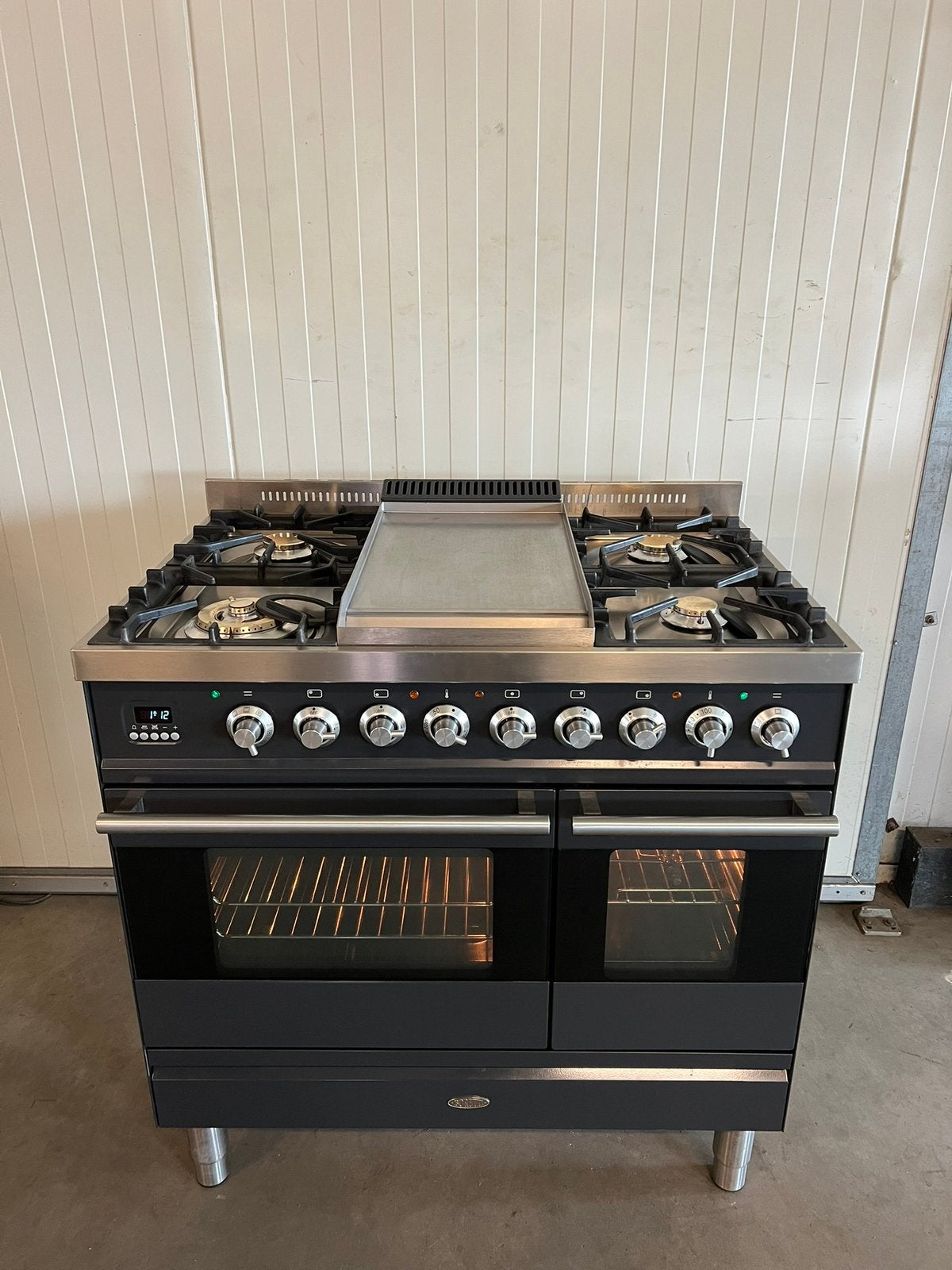 Luxe Boretti fornuis 5pits antraciet met dubbele oven - 90cm, Ophalen of Verzenden