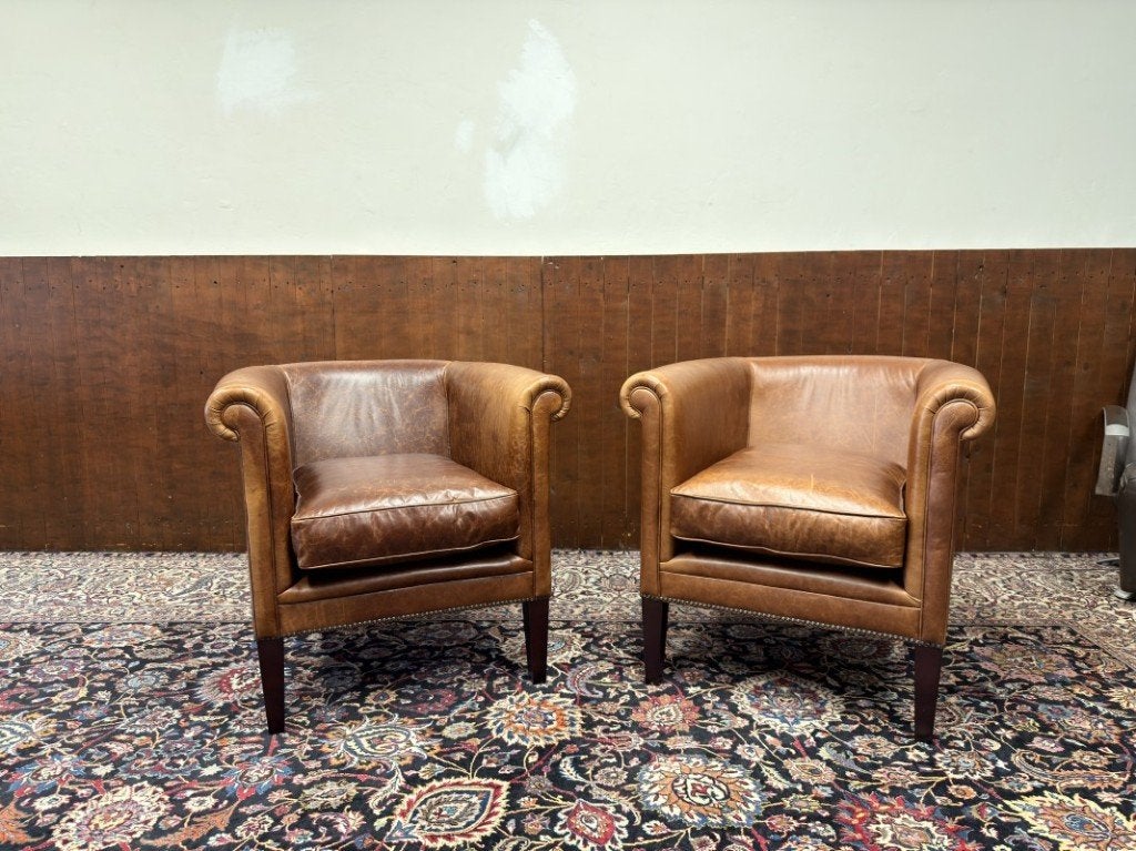Set Klassiek Engelse Schaap Lederen Fauteuils Laura Ashley, Ophalen of Verzenden
