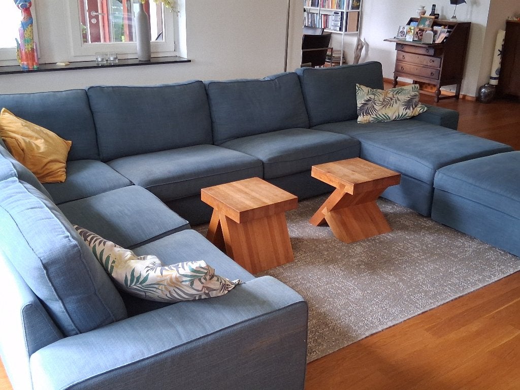 groot 7-zits bankstel donkerblauw, model KIVIK van IKEA, Huis en Inrichting, Ophalen, Hout, Gebruikt, Hoekbank
