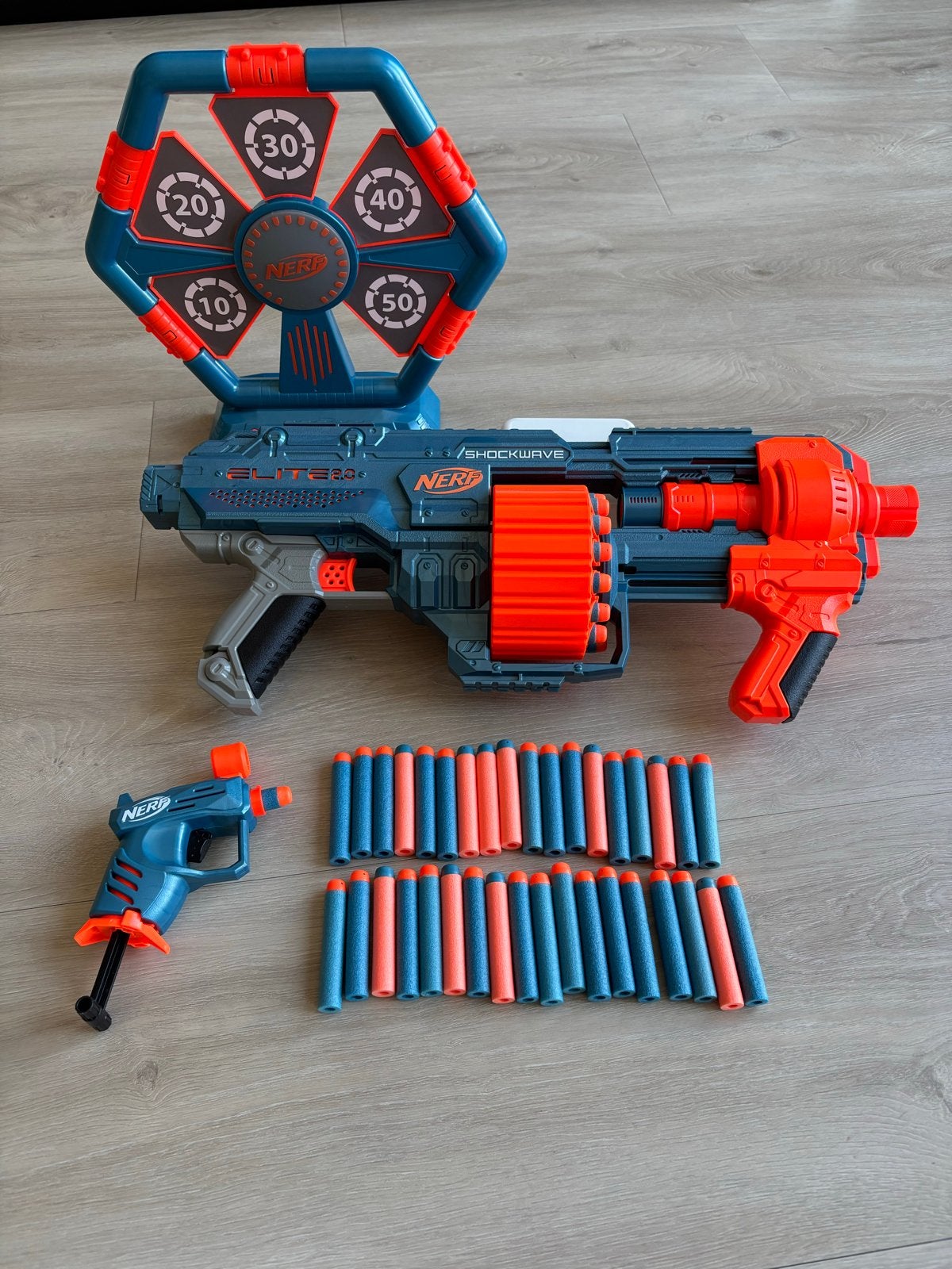 Nerf Elite 2.0 Shockwave RD-15 met Digital Flip Target, Ophalen, Zo goed als nieuw