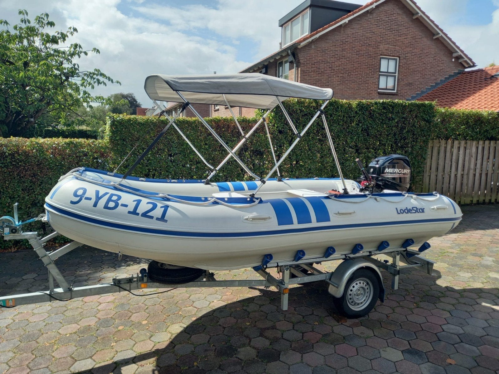 lodestar 430 trimax 30pk mercury 4 takt trailer, Watersport en Boten, Airdeck, Lodestar, Ophalen, Anker