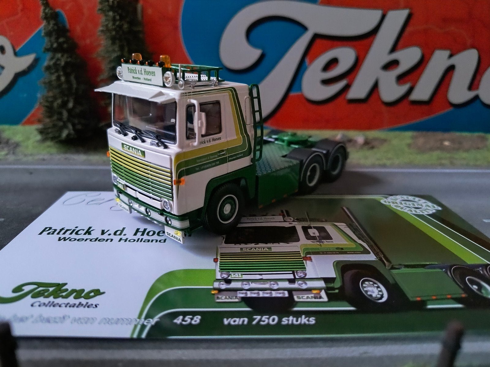 Tekno Scania Patrick Van Den Hoeven, Hobby en Vrije tijd, Ophalen of Verzenden, Zo goed als nieuw, Bus of Vrachtwagen, Tekno