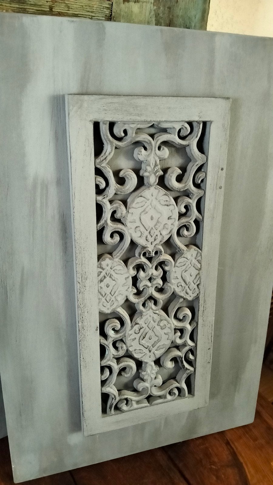 2 Brocante wanddecoraties houten lijsten wandpanelen, Gebruikt, Overige typen, ., Ophalen of Verzenden