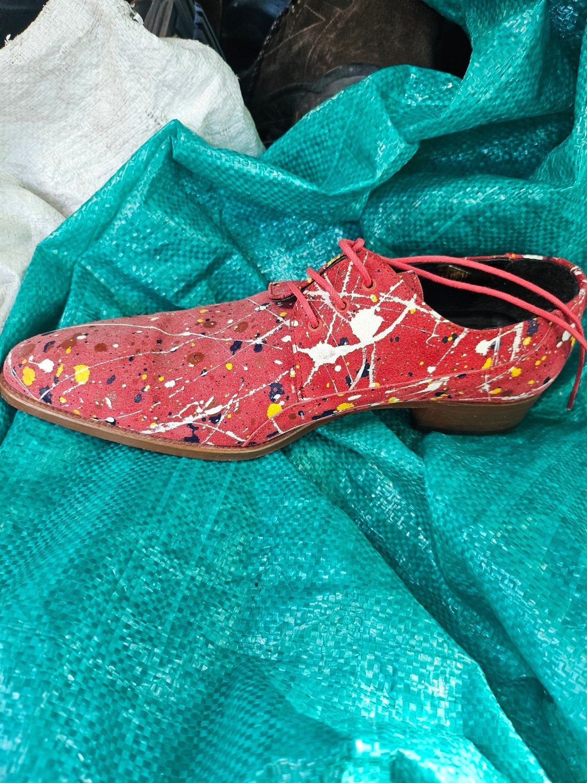 Pepe Milan Nette Schoenen - Rood met verfspatten, Maat 41, Onbekend adres, Nederland, Pepe Milan, Ophalen of Verzenden, Zo goed als nieuw
