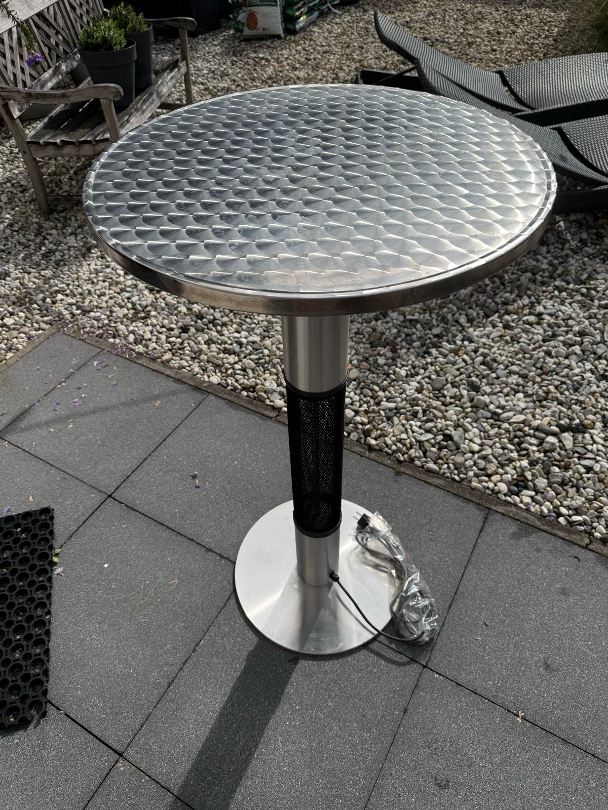 Statafel met heater, blad 60cm, hoogte 110cm, Ophalen, Gebruikt