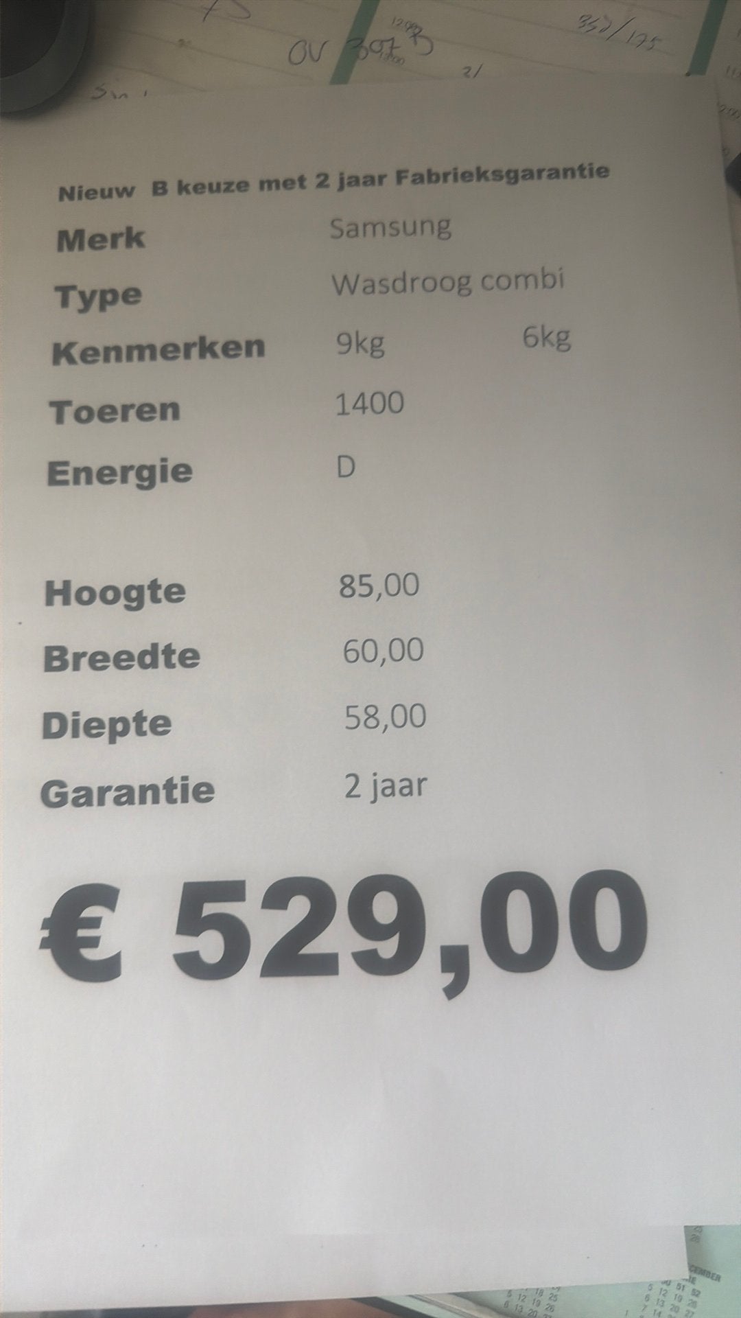 Samsung wasdroogcombinatie nieuw 9-6 kg zwart, Witgoed en Apparatuur, Ophalen, Minder dan 85 cm, 8 tot 10 kg, Nieuw