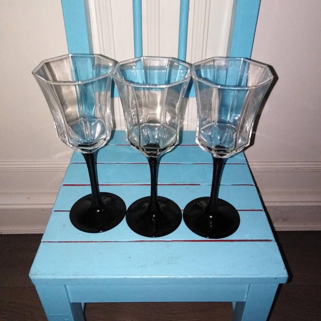 Luminarc Octime black wijnglazen en champagneglazen 6 stuks, Ophalen, Glas of Glazen, Gebruikt, Glas