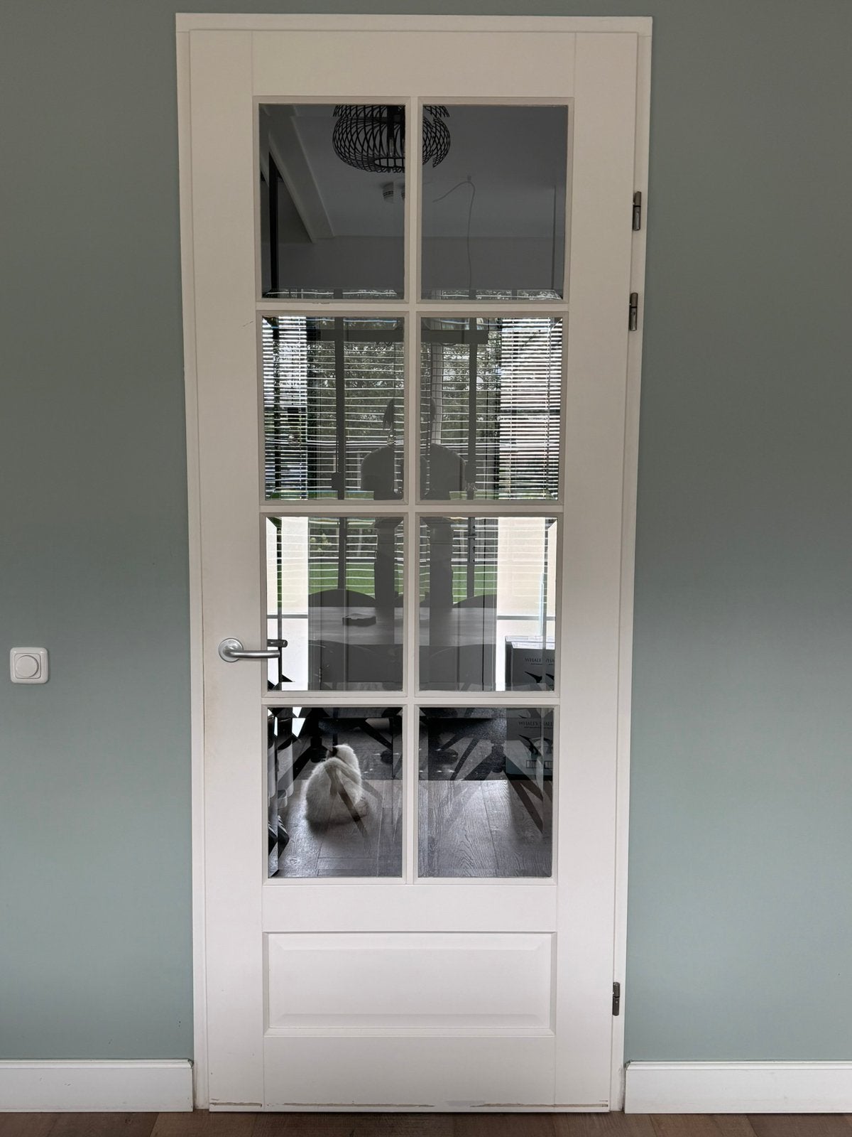 TE KOOP: houten deur Facet glas Opdek Rechtsdr. 231,5x88, Doe-het-zelf en Verbouw, Ophalen, Zo goed als nieuw, Glas, Binnendeur