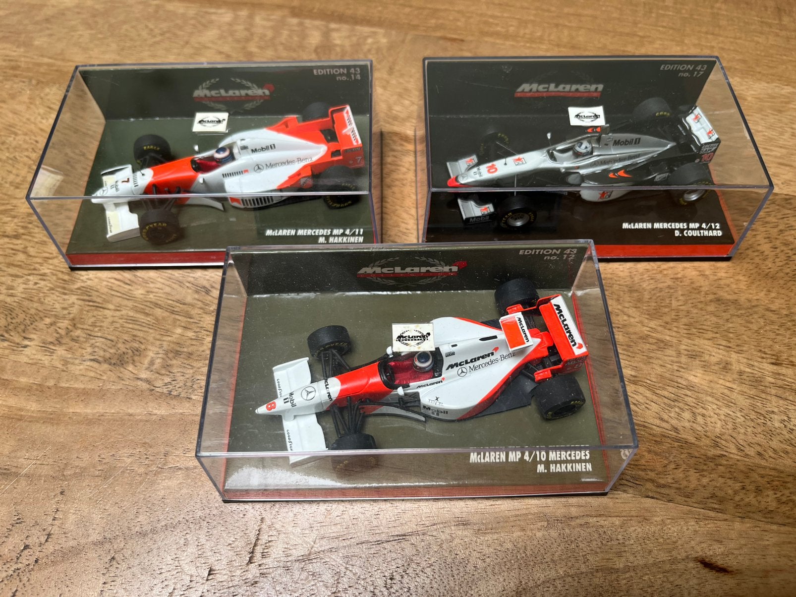 Minichamps 1:43 F1 McLaren MP 4/10 + MP 4/11 + MP 4/12, Ophalen of Verzenden, Zo goed als nieuw, Auto, MiniChamps