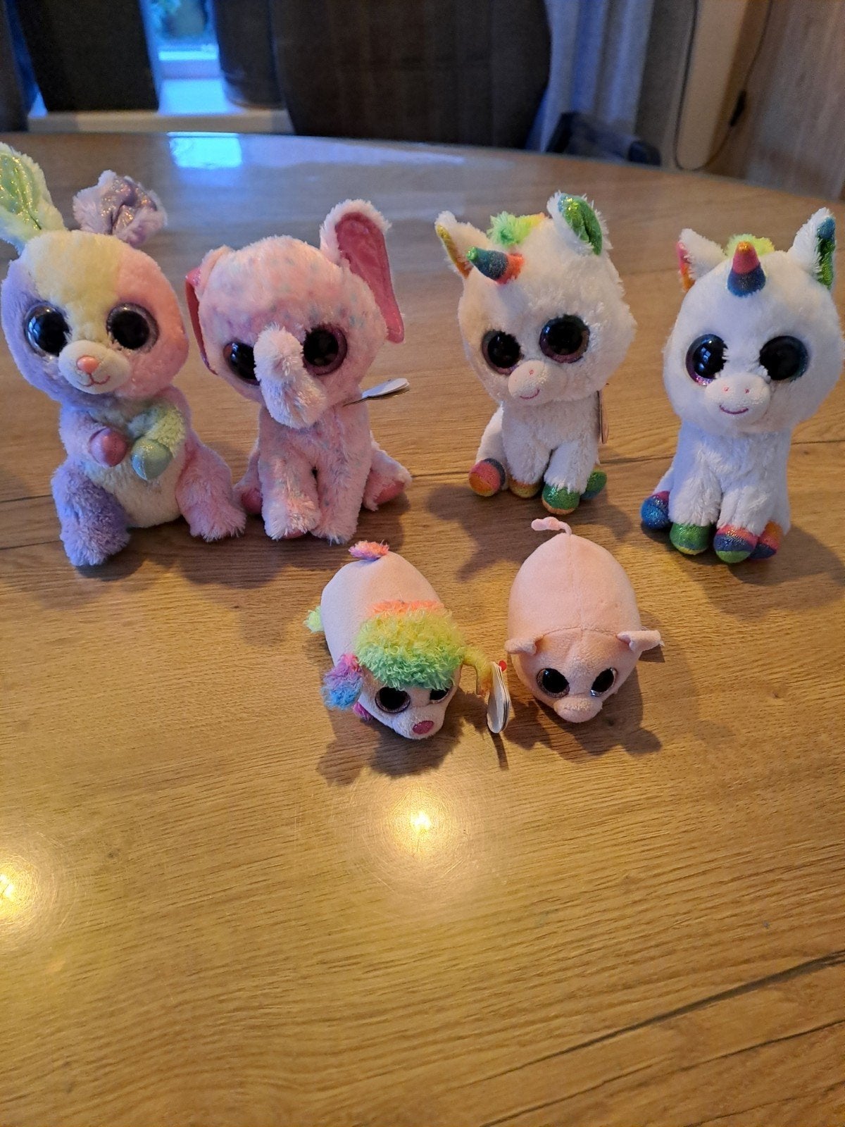 6 nette Ty knuffels, Konijn, Ophalen of Verzenden, Roze, Klein (minder dan 20 cm)
