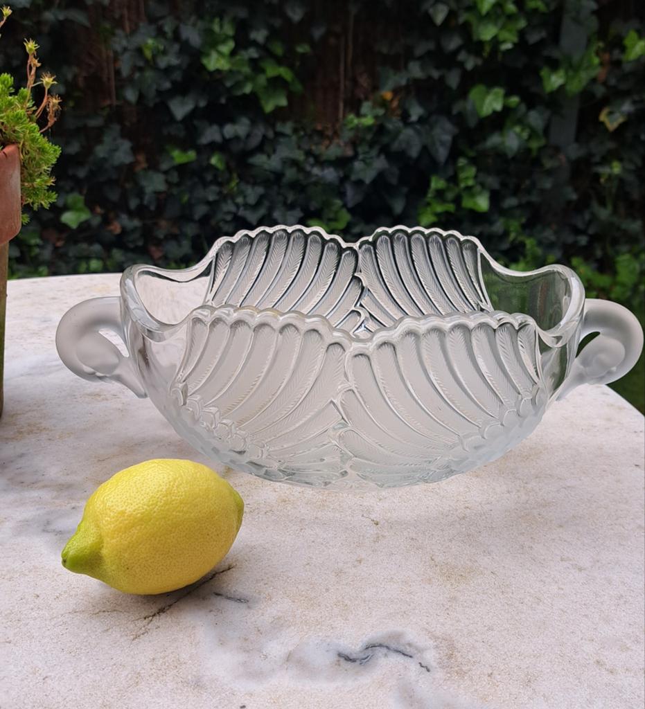 Vintage schaal kristal Walther & Sons zwanen ovaal W Germany, Ophalen of Verzenden