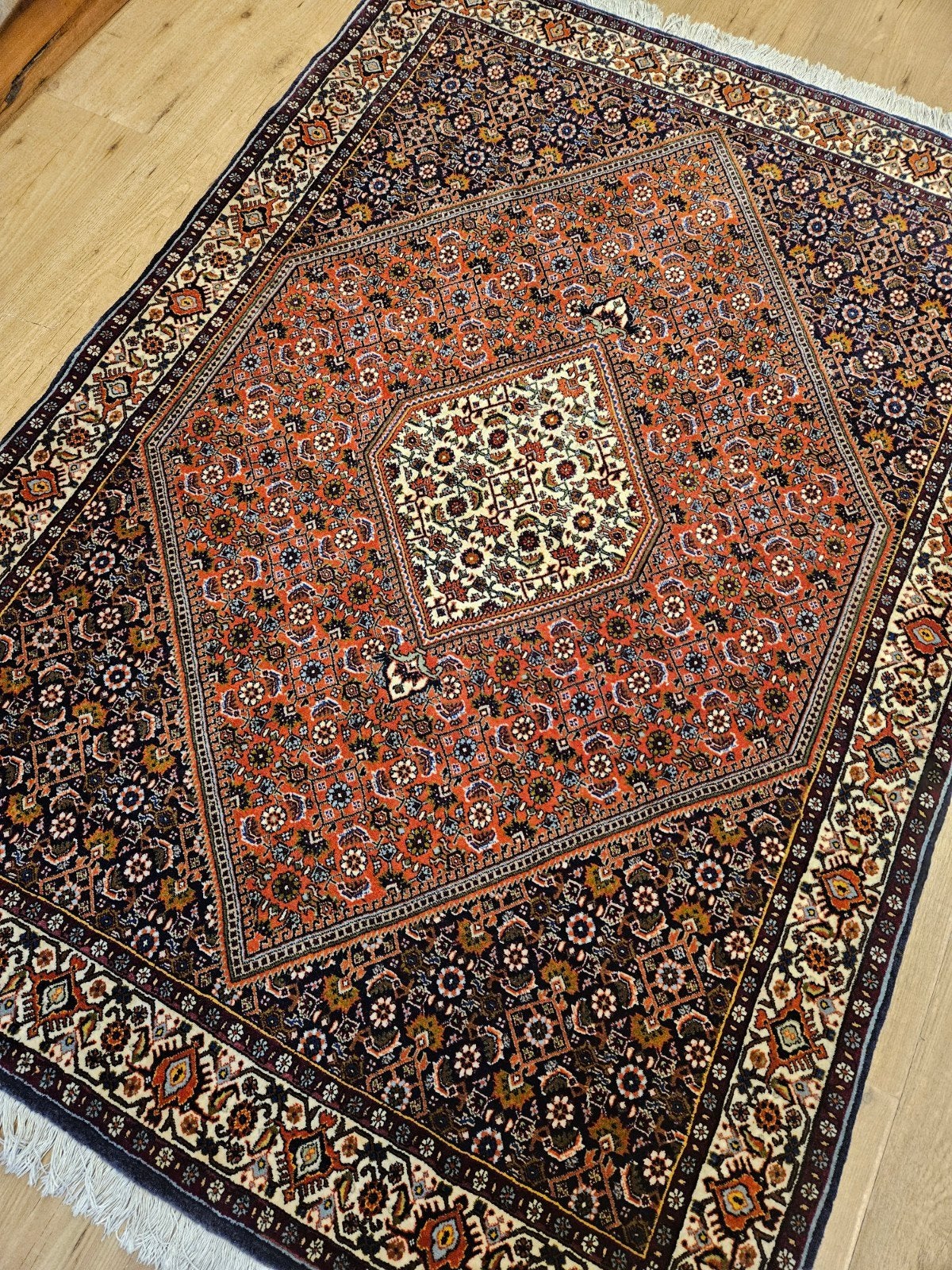 Vintage handgeknoopt perzisch tapijt bidjar 170x118, Info@SlatsAntiek.nl, 100 tot 150 cm, Perzisch, Ophalen of Verzenden