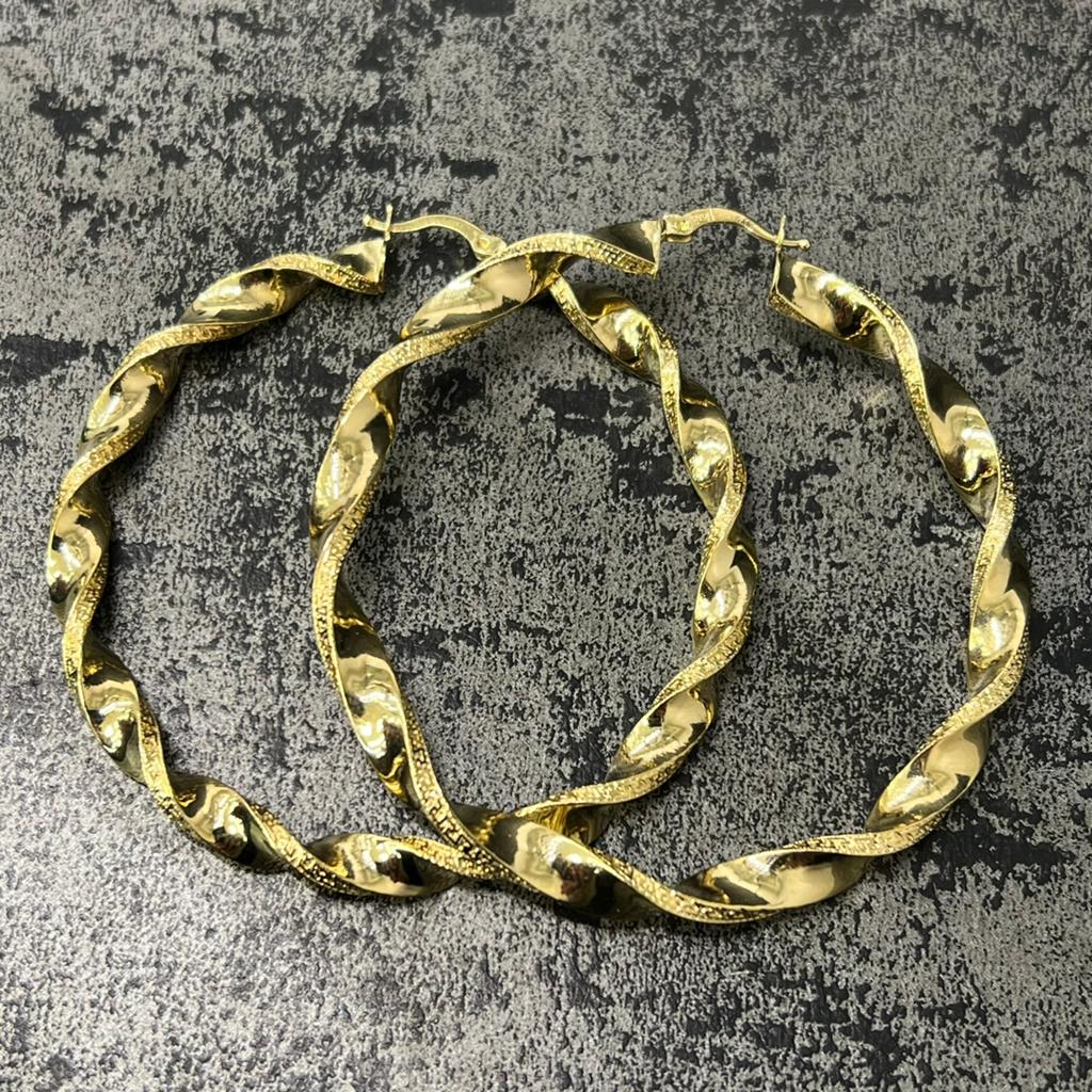 Gouden wokkels oorbellen 14 karaat goud groot, Ophalen of Verzenden, Nieuw, Goud