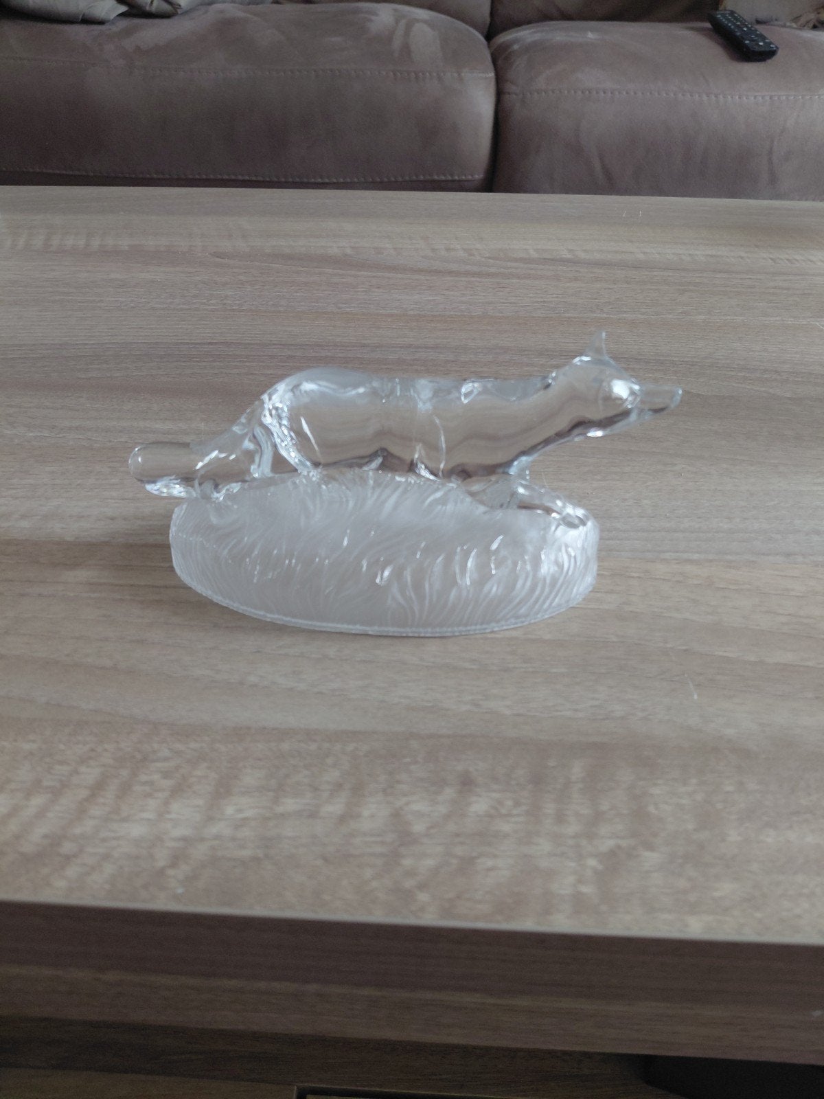 Glazen vos beeldje op matte ondergrond, Ophalen of Verzenden