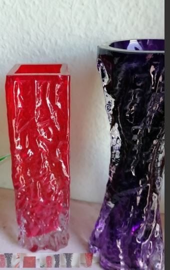 vintage vazen Ingrid glas 70er jaren, Huis en Inrichting, Woonaccessoires | Vazen, Ophalen, Zo goed als nieuw, Glas