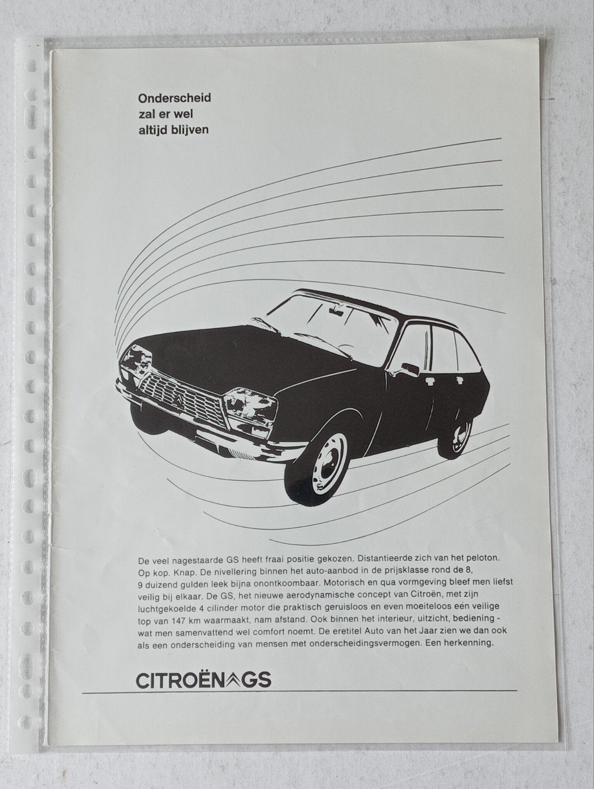 Citroën GS advertentie - Tijdschriftpagina jaren '70, Ophalen of Verzenden, Gelezen, Citroën