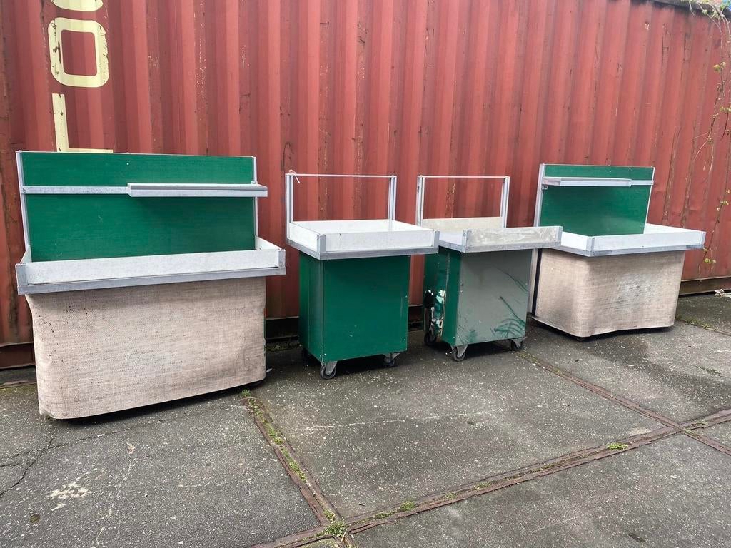 Mobiele marktkraam presentatie display 4 stuks aluminium, Diversen, Rommelmarktspullen, Ophalen of Verzenden