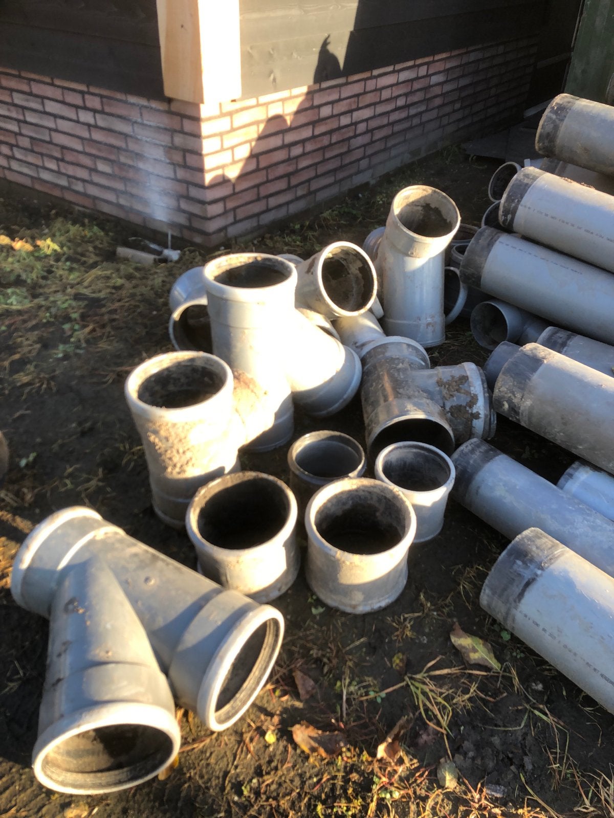 Rioolafvoerpijp PVC dikwandig 200mm met moffen en bochten, Ophalen, Afvoer, Gebruikt, Pvc