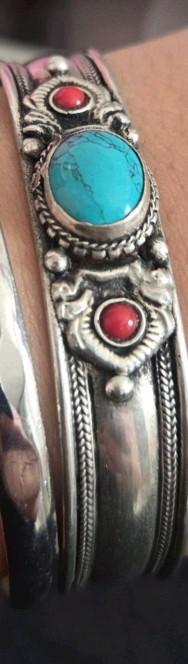 turquoise koraal -Nepal armband, Ophalen of Verzenden, Nieuw, Zilver