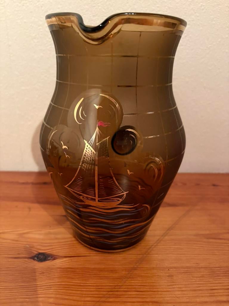 Vintage glazen vaas diamtr 11,5 cm, Antiek en Kunst, Antiek | Vazen, Ophalen