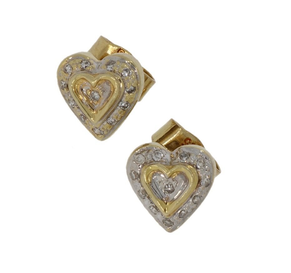 Diamanten hart 14k gouden fraai set oorbellen steker dame, Voordeelsieraden, Ophalen of Verzenden, Zo goed als nieuw, Met edelsteen