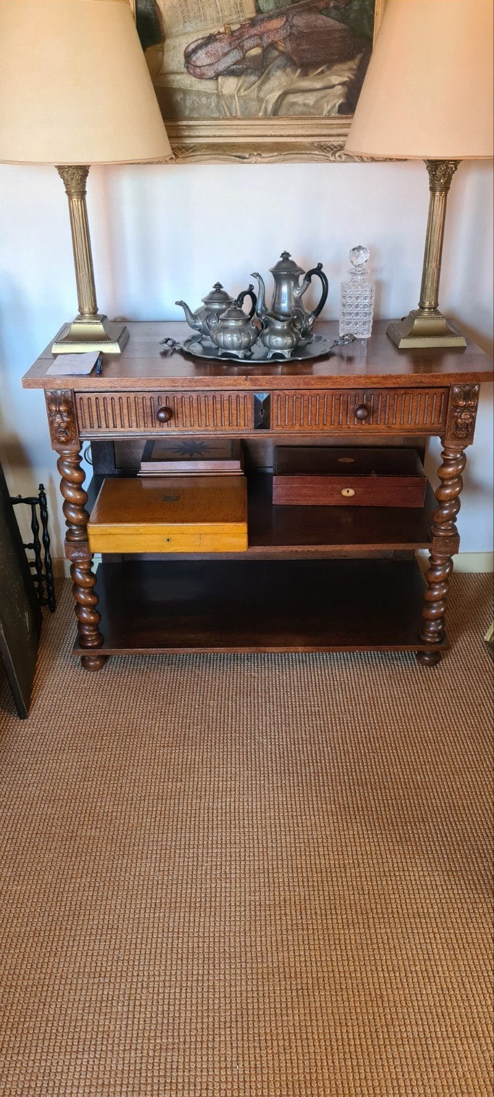 Antieke Console Tafel met Lades - Massief Hout, Ophalen