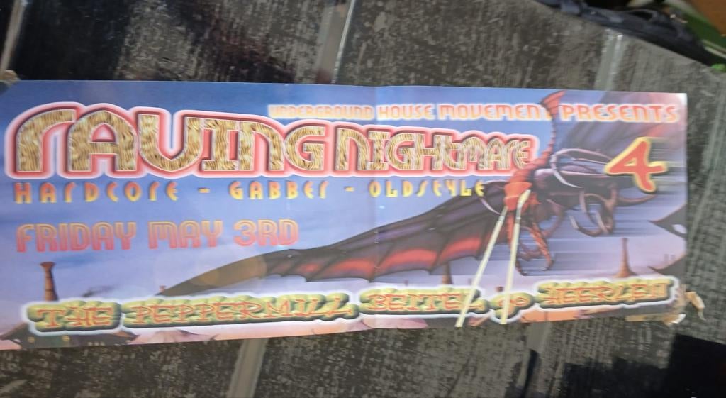 Flyer raving nightmare 1995, Verzamelen, Posters, A4 of kleiner, Ophalen of Verzenden, Muziek, Rechthoekig Staand