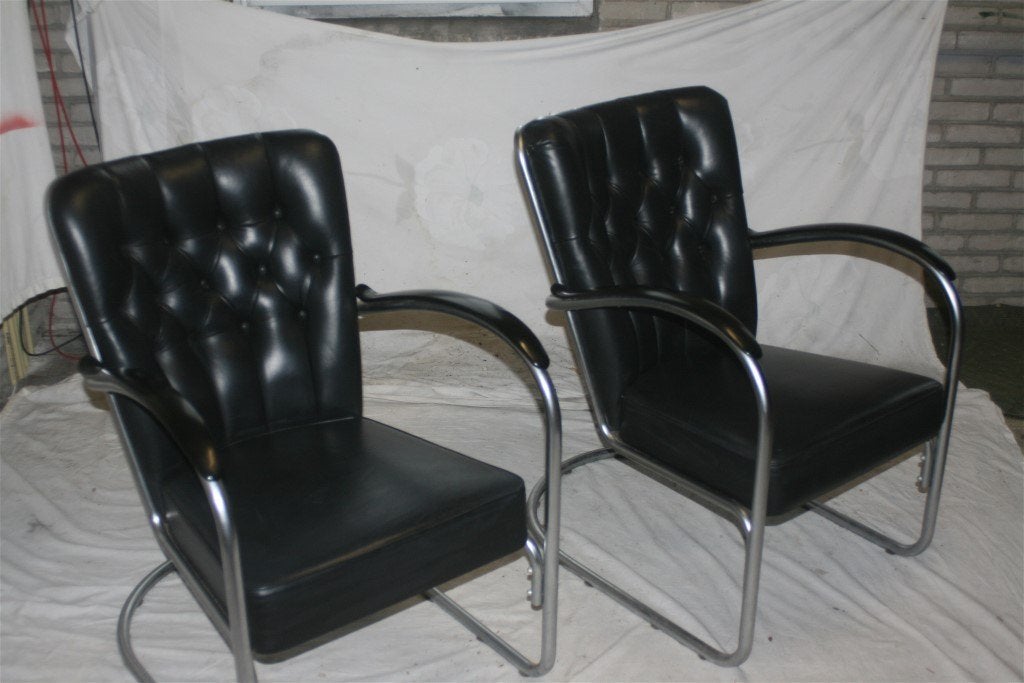 2 Zwart Leren Dutch Originals Gispen 412 GE Fauteuils, Ophalen, Minder dan 75 cm, Sales@dutchoriginals.com, Dutch Originals