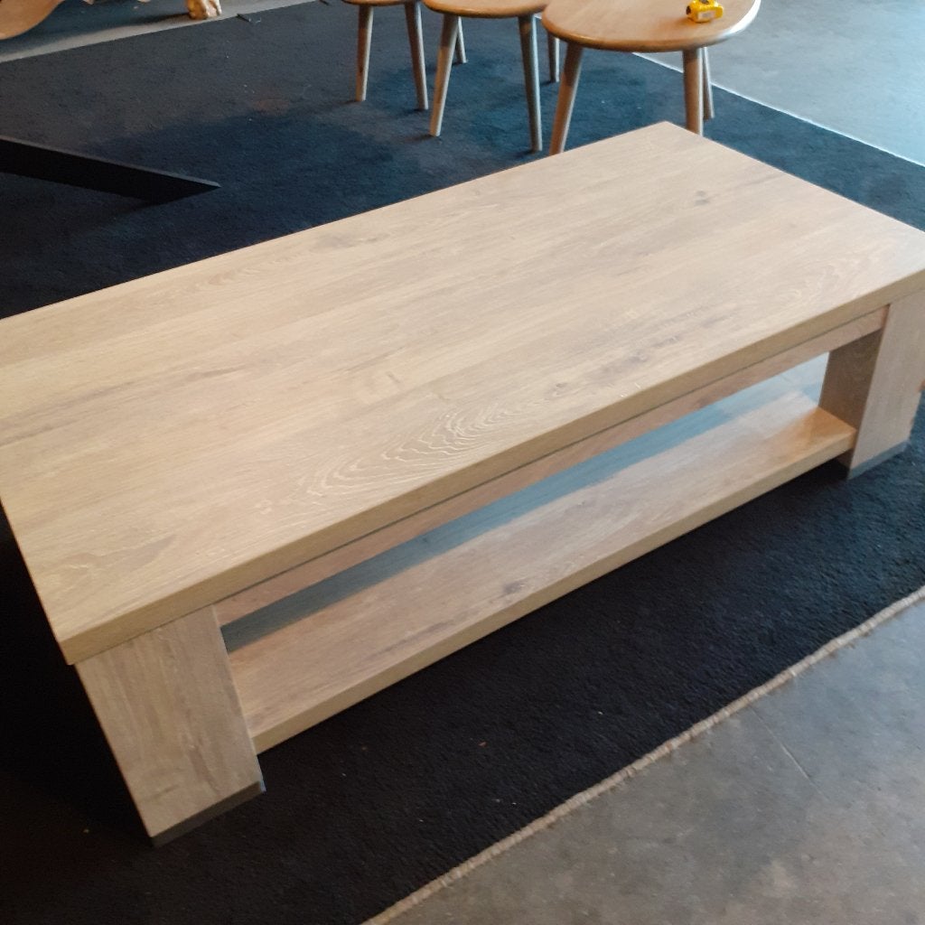 Salontafel lamilux mango structuur, kras vast, Huis en Inrichting, Tafels | Salontafels, Kunststof, 100 tot 150 cm, Rond, Zo goed als nieuw