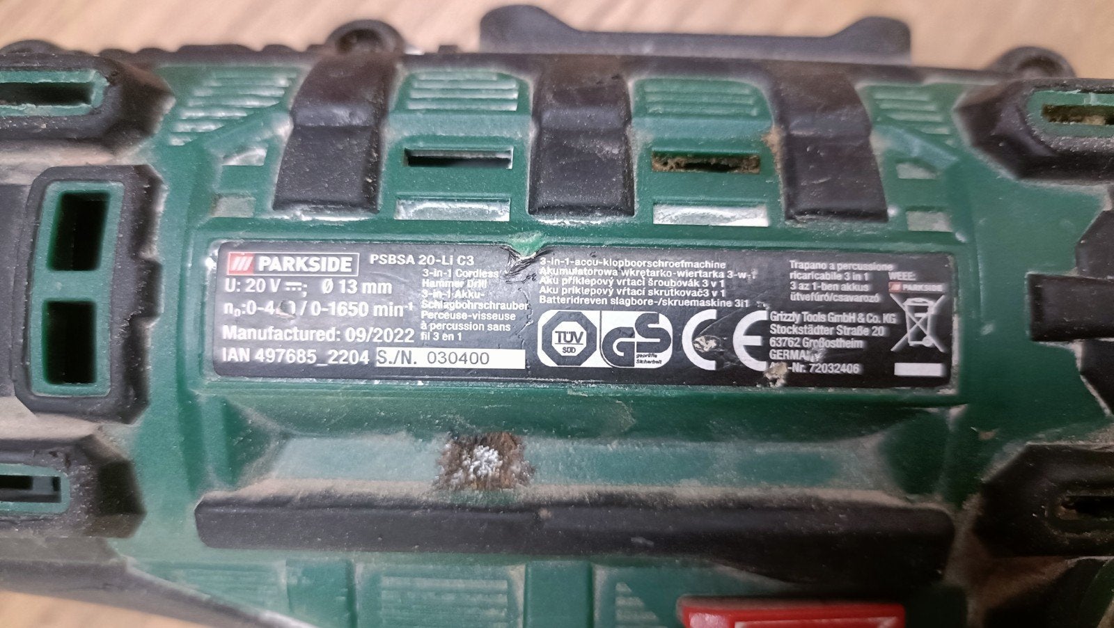 Defect Parkside Psbsa 20-LiC3 accu schroef boormachine 20V, Ophalen of Verzenden, Gebruikt