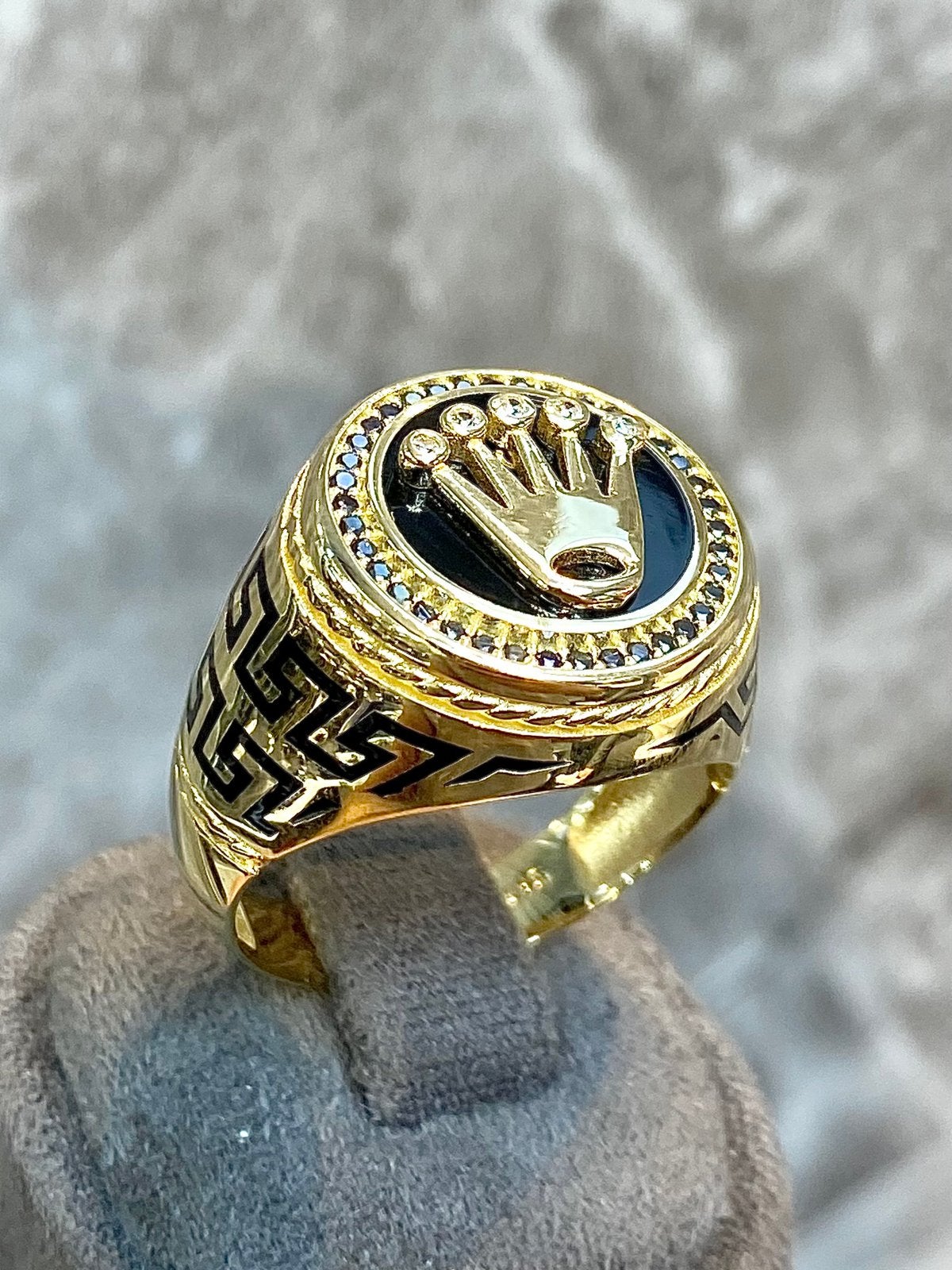 14k Gouden Rolex Ring met Onyx, 20 of groter, Heer, Nieuw, Ophalen of Verzenden