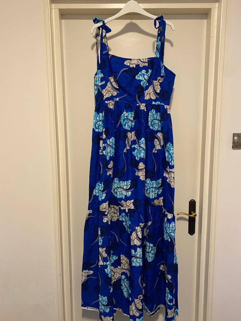 AFRIKAANSE CHIGANVY WAXHAUS WAX JURK 38, Kleding | Dames, Jurken, Maat 38/40 (M), Blauw, Ophalen of Verzenden, Zo goed als nieuw