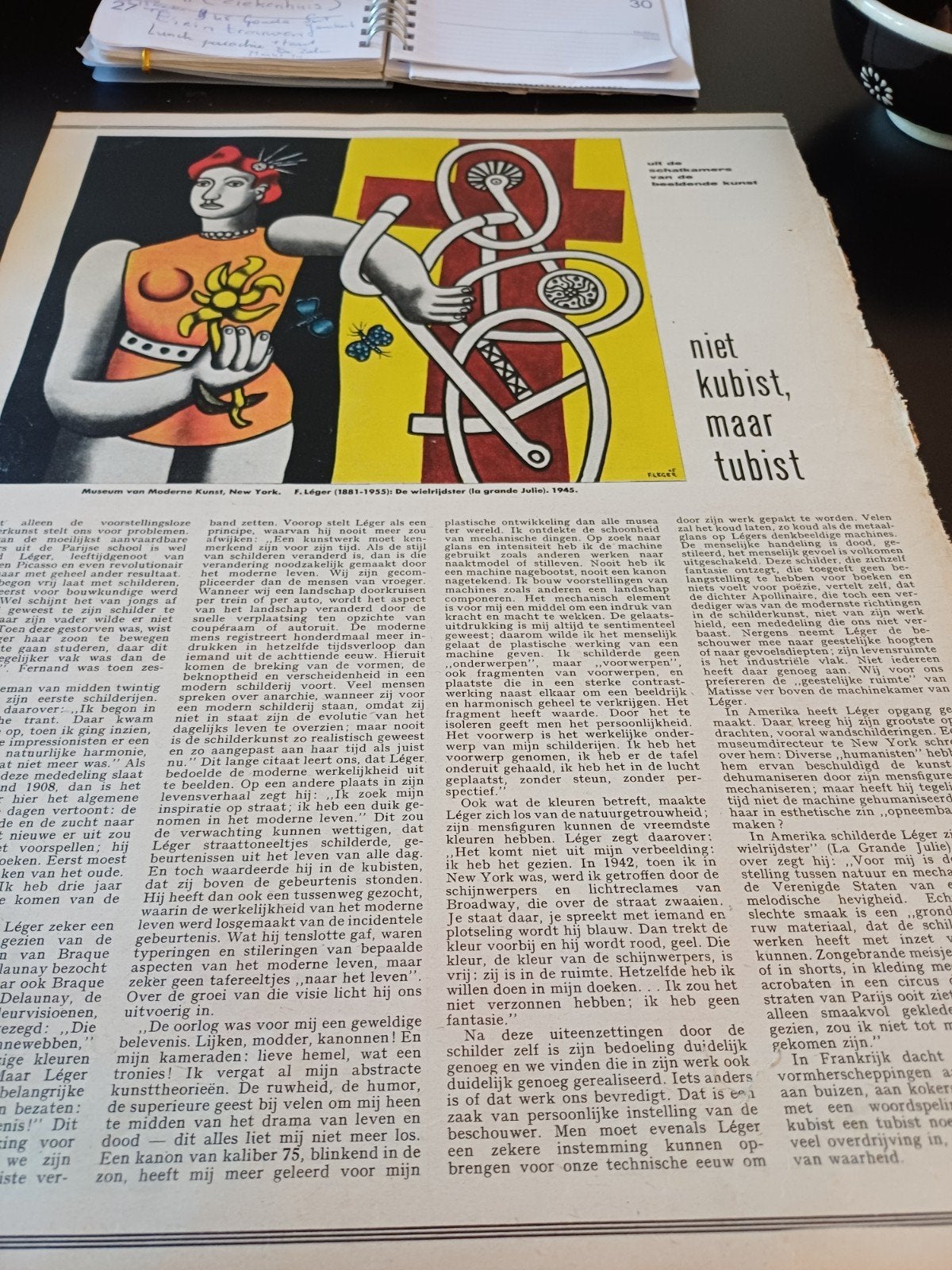artikel Ferdinand Leger 1958, Ophalen of Verzenden, 1940 tot 1960, Knipsel(s)
