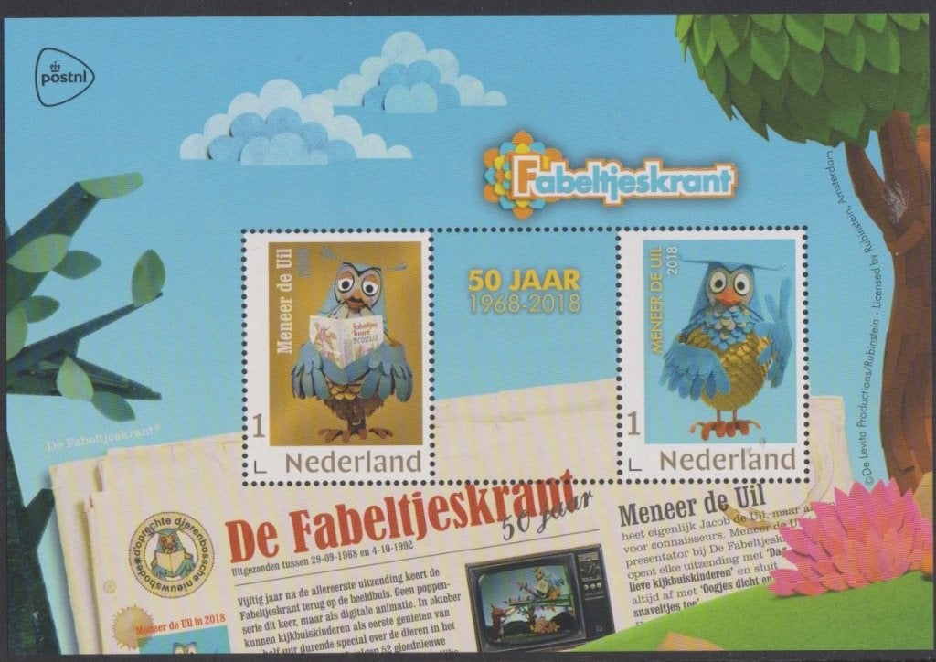 persoonlijke postzegels velletje mijnheer de Uil pfr, Ophalen of Verzenden, Na 1940, Postfris