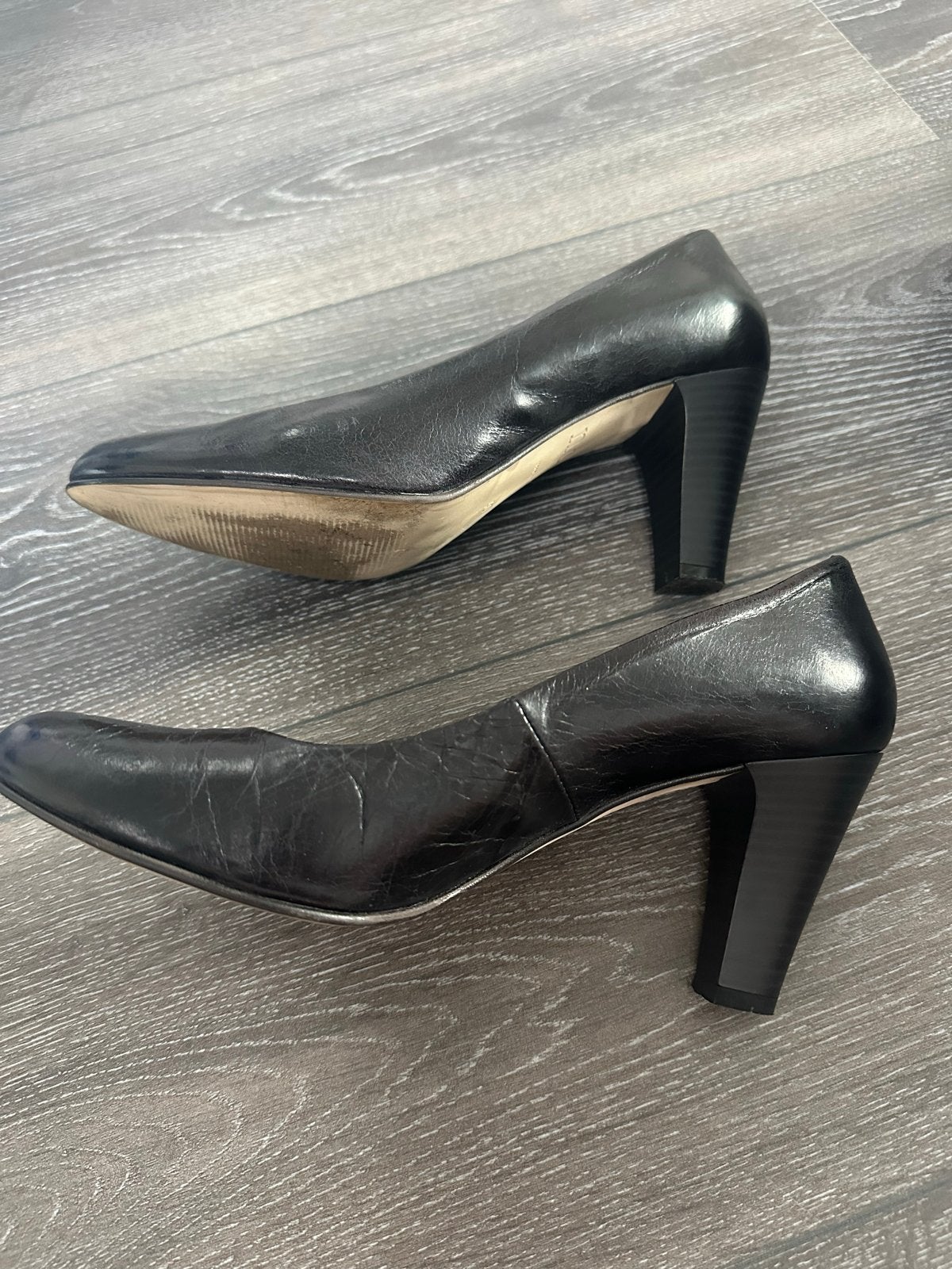 Zwarte leren Noe pumps met hakhoogte 8 cm maat 40, Ophalen of Verzenden, Gedragen, Zwart, Pumps