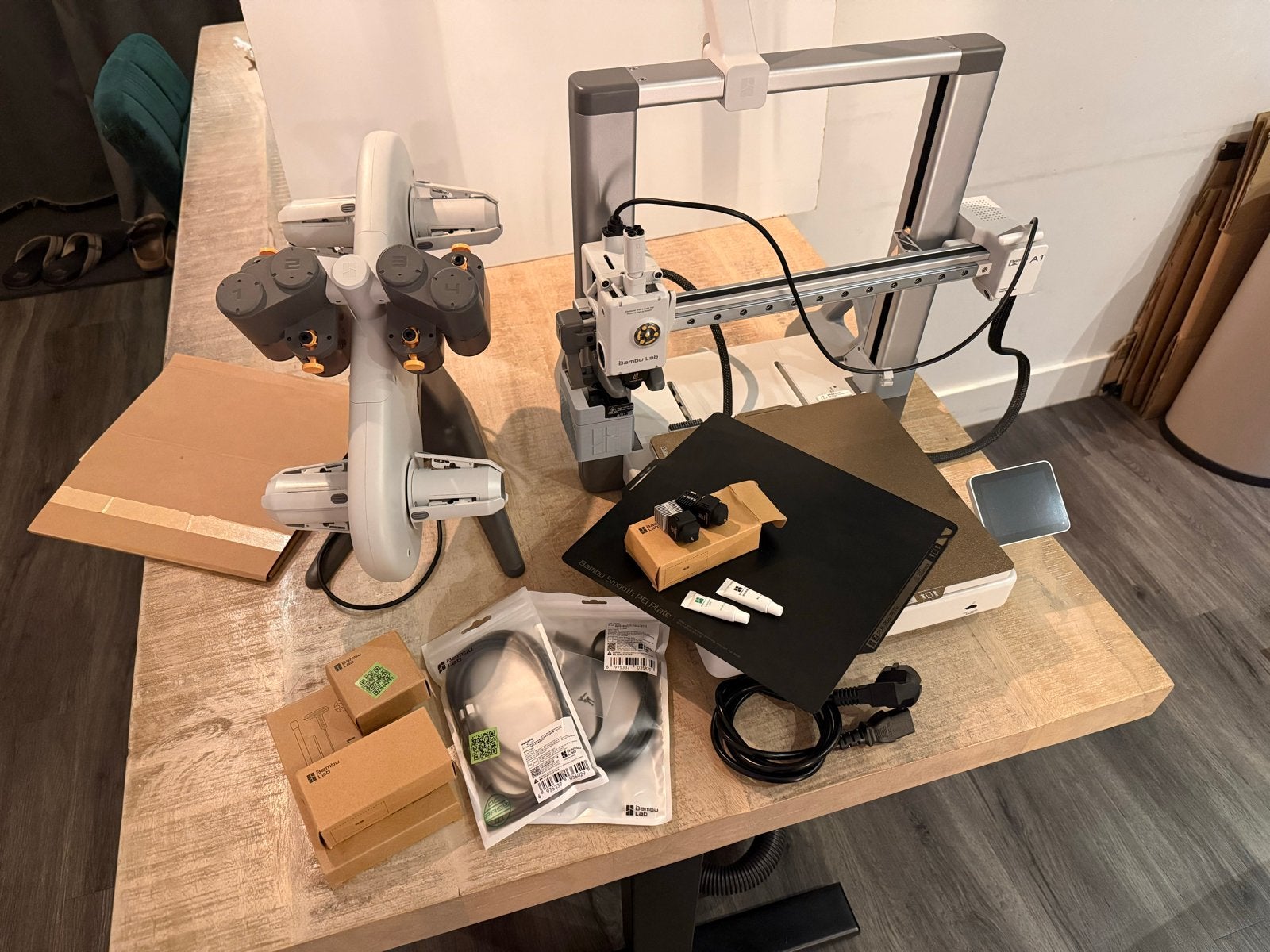 Bambu Lab A1 + AMS met accessoires & reserve onderdelen, Computers en Software, 3D Printers, Ophalen, Gebruikt, Ingebouwde Wi-Fi
