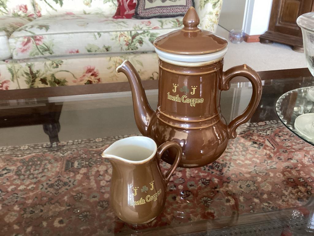 Irish Coffee Pot hoog 18 cm met melkkan 8 cm Frankrijk, Antiek en Kunst, Ophalen of Verzenden