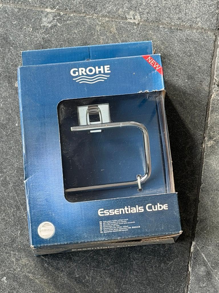 Grohe Essentials Cube chromen toiletrolhouder, Doe-het-zelf en Verbouw, Sanitair, Ophalen, Nieuw, Chroom, Toilet