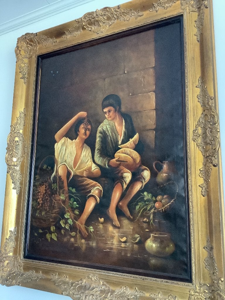Naert (1908) -Prachtig groot schilderij met zéér mooie kader, Antiek en Kunst, Ophalen of Verzenden, Origineel werk, Doek