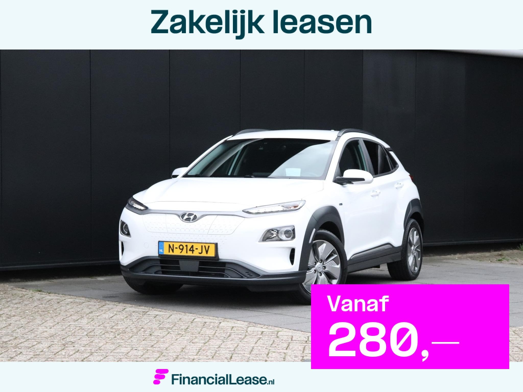 Hyundai Kona EV Fashion 64 kWh | SOH 93,4% | 3 FASE | FACE-L, Stof, Gebruikt, Wit, Origineel Nederlands