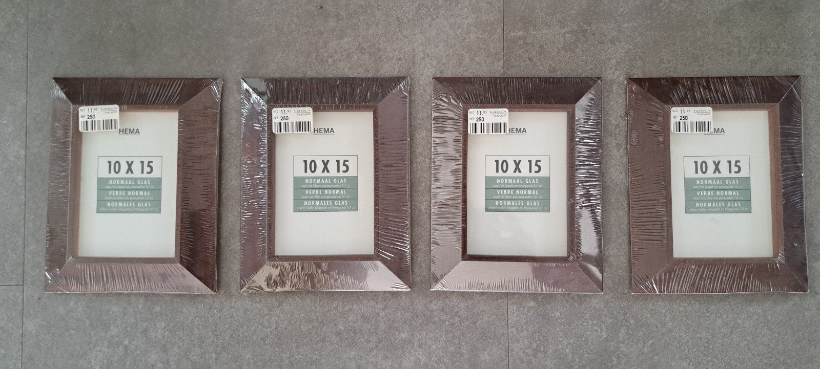 4 HEMA fotolijsten 10x15 cm, bruin, nieuw in verpakking, Ophalen, Bruin, Nieuw, Fotolijst