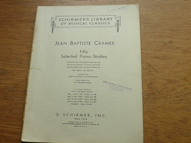CRAMER - FIFTY SELECTED PIANO-STUDIES, Muziek en Instrumenten, Bladmuziek, Gebruikt, Klassiek, Les of Cursus, Ophalen of Verzenden