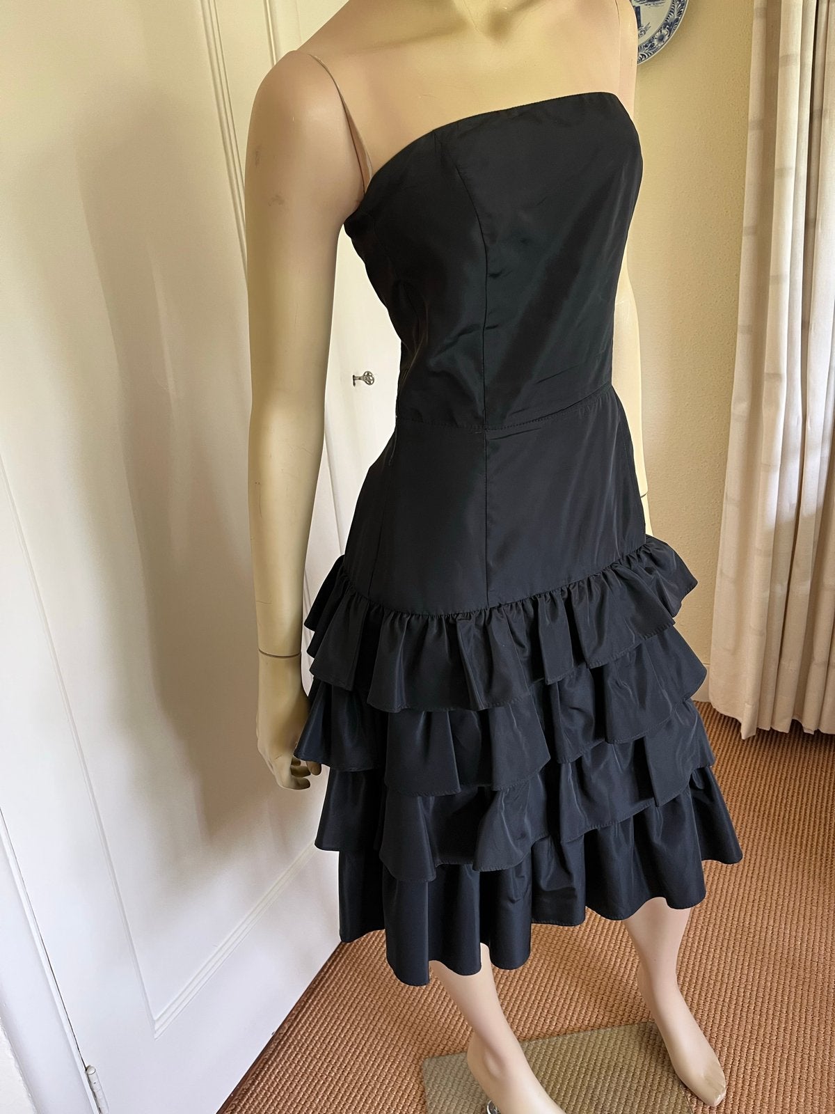Zwarte strapless jurk met ruches - Zara Basic, Maat 38/40 (M), Zwart, Ophalen of Verzenden, Zo goed als nieuw