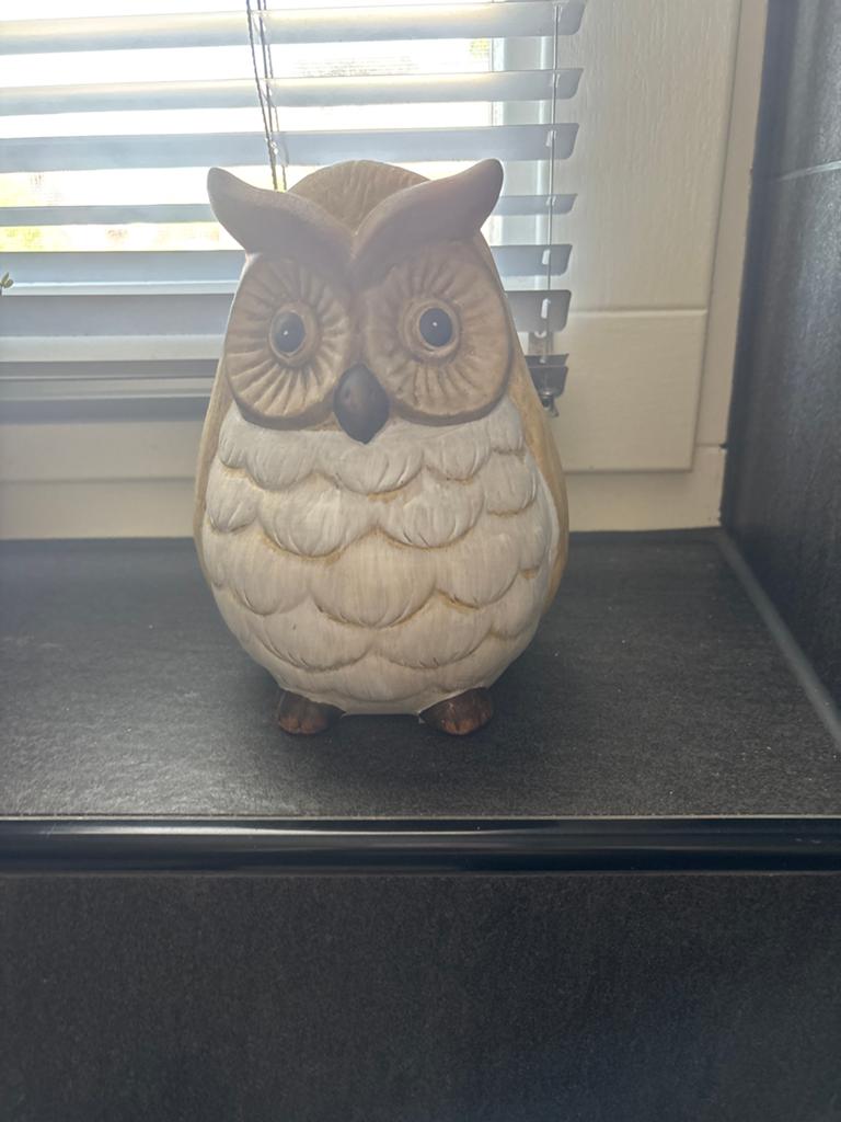 Decoratieve Uil - Keramiek, Ophalen, Bruin, Steen/keramiek, Landelijk