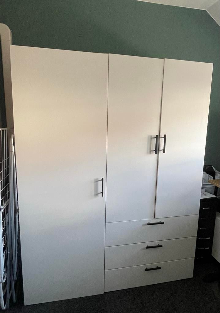2x Witte Platsa kledingkast met planken en lades, Ophalen, Gebruikt, 100 tot 150 cm, 200 cm of meer