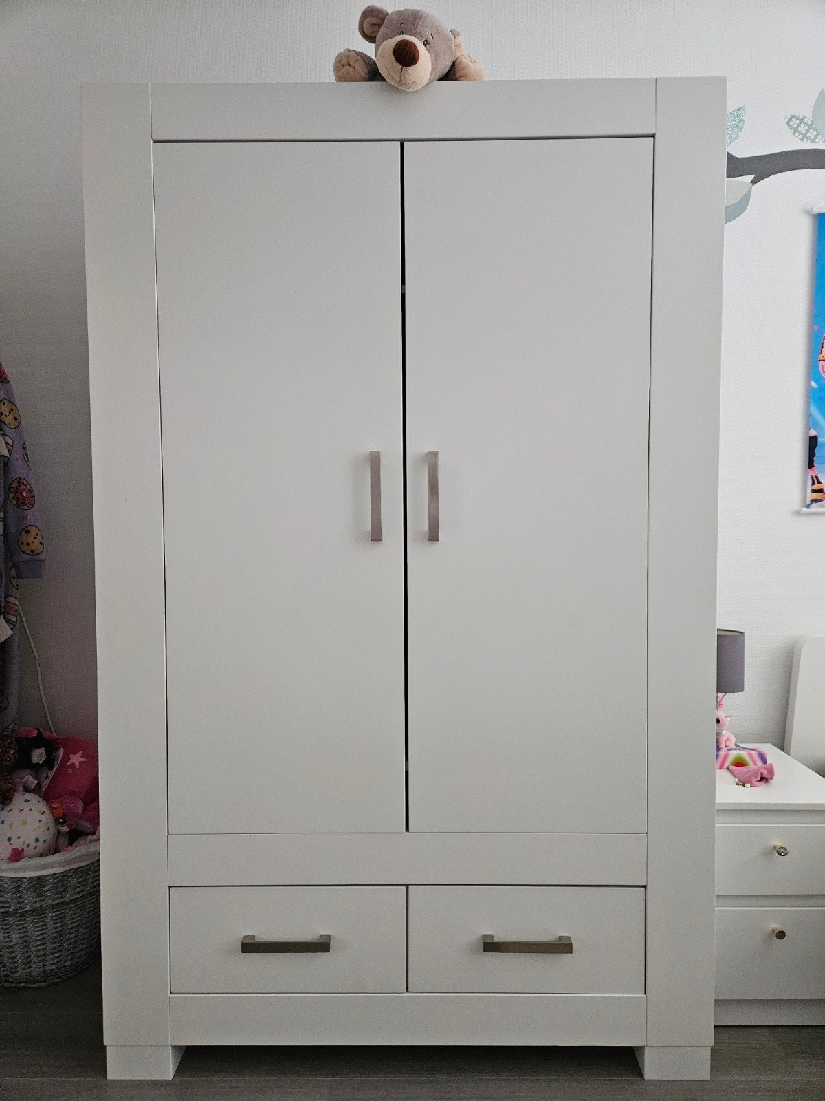 Witte TWF Kledingkast met Lades, Ophalen, Kast, 50 tot 70 cm, 105 cm of meer