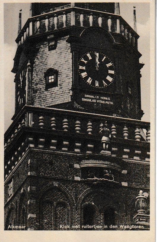 ALKMAAR - KLOK met RUITERTJES in den WAAGTOREN, Ophalen of Verzenden, 1940 tot 1960, Ongelopen, Noord-Holland